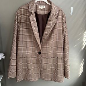 Brown Plaid Oversized Blazer